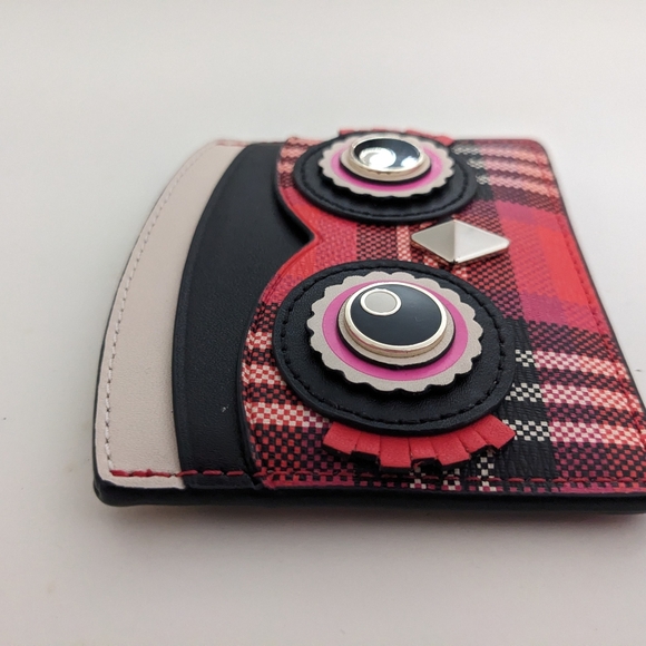 NWT! Kate Spade New York Blinx Owl Plaid Card Holder In Red And Black - Picture 6 of 13
